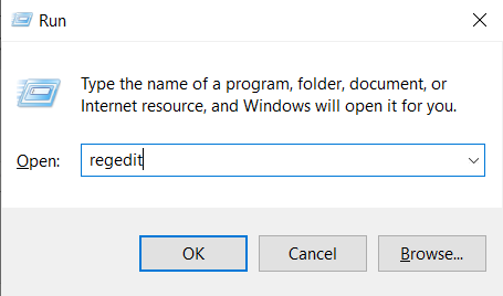 Tìm kiếm Registry trong hộp thoại Run