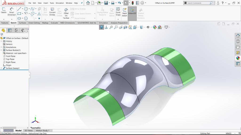 Vị trí lệnh Offset on Surface
